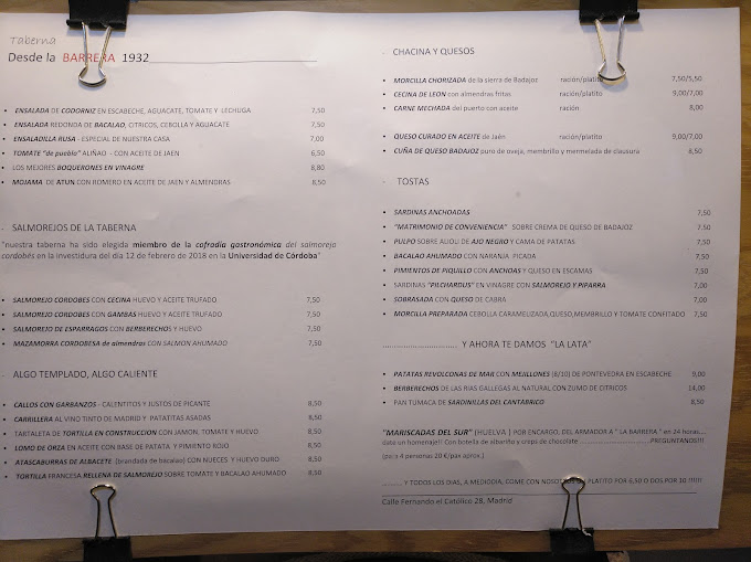 Desde la Barrera 1932 menu 2